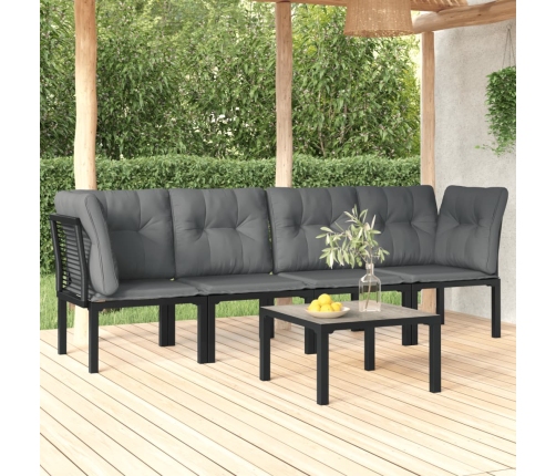 Juego de muebles de jardín 5 pzas ratán sintético negro y gris