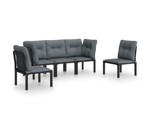 Juego de muebles de jardín 5 pzas ratán sintético negro y gris
