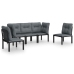 Juego de muebles de jardín 5 pzas ratán sintético negro y gris