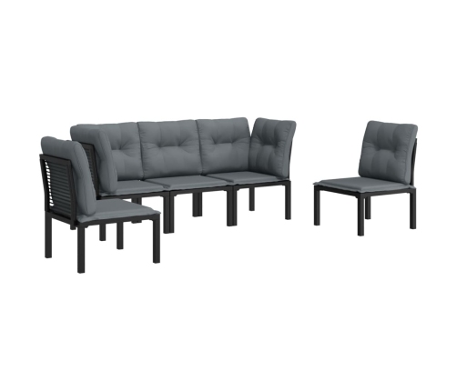 Juego de muebles de jardín 5 pzas ratán sintético negro y gris