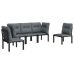 Juego de muebles de jardín 5 pzas ratán sintético negro y gris