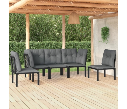 Juego de muebles de jardín 5 pzas ratán sintético negro y gris