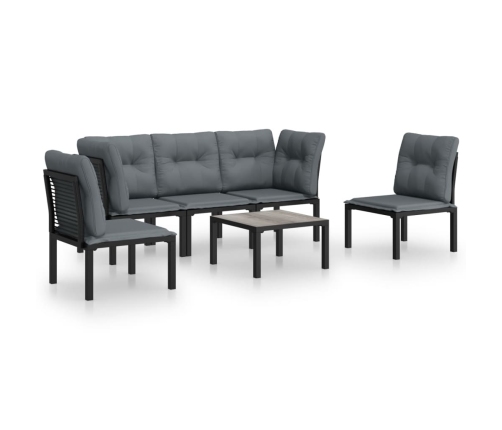 Juego de muebles de jardín 6 pzas ratán sintético negro y gris