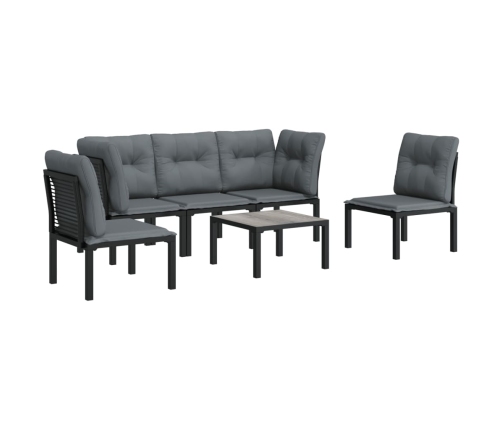 Juego de muebles de jardín 6 pzas ratán sintético negro y gris