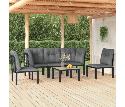 Juego de muebles de jardín 6 pzas ratán sintético negro y gris