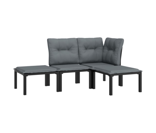 Set de muebles de jardín 4 piezas ratán sintético negro y gris