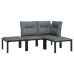 Set de muebles de jardín 4 piezas ratán sintético negro y gris