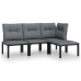 Set de muebles de jardín 4 piezas ratán sintético negro y gris