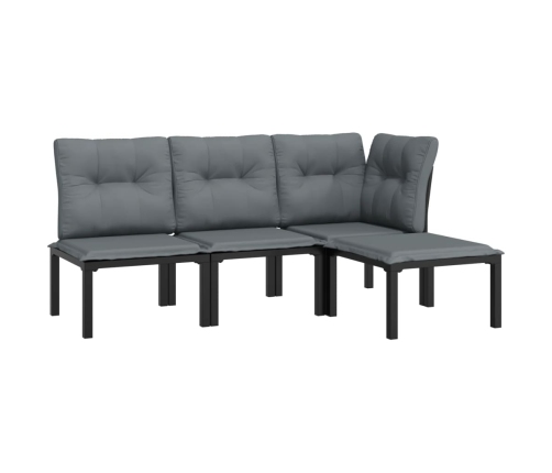 Set de muebles de jardín 4 piezas ratán sintético negro y gris
