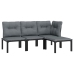 Set de muebles de jardín 4 piezas ratán sintético negro y gris