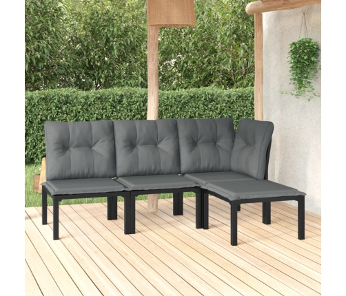 Set de muebles de jardín 4 piezas ratán sintético negro y gris