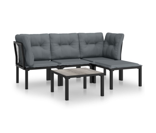 Juego de muebles de jardín 5 pzas ratán sintético negro y gris