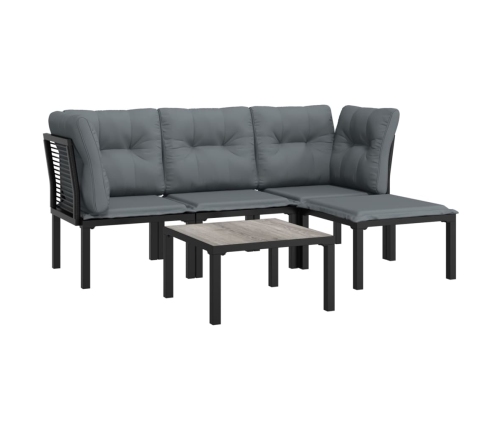 Juego de muebles de jardín 5 pzas ratán sintético negro y gris