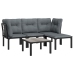 Juego de muebles de jardín 5 pzas ratán sintético negro y gris