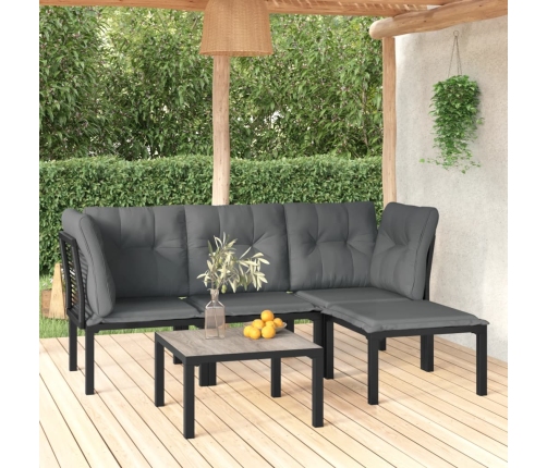 Juego de muebles de jardín 5 pzas ratán sintético negro y gris