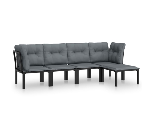 Juego de muebles de jardín 5 pzas ratán sintético negro y gris