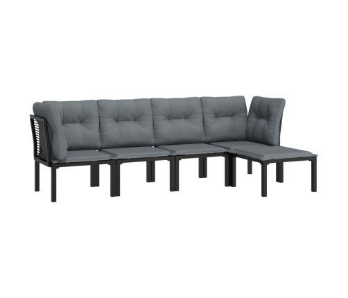 Juego de muebles de jardín 5 pzas ratán sintético negro y gris