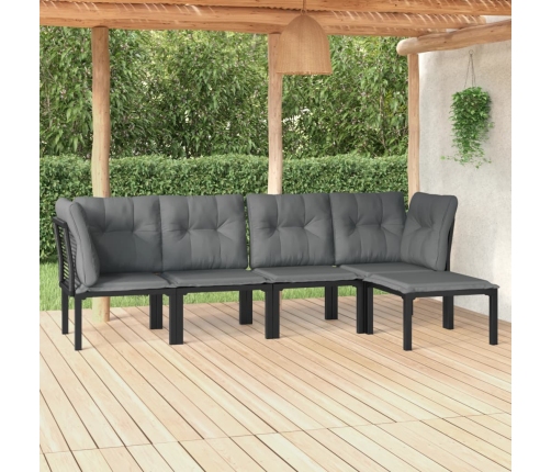 Juego de muebles de jardín 5 pzas ratán sintético negro y gris