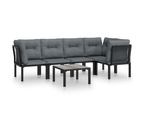 Juego de muebles de jardín 6 pzas ratán sintético negro y gris