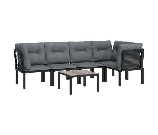 Juego de muebles de jardín 6 pzas ratán sintético negro y gris