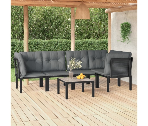 Juego de muebles de jardín 6 pzas ratán sintético negro y gris