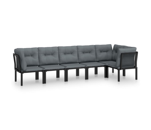 Juego de muebles de jardín 6 pzas ratán sintético negro y gris