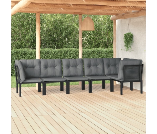 Juego de muebles de jardín 6 pzas ratán sintético negro y gris