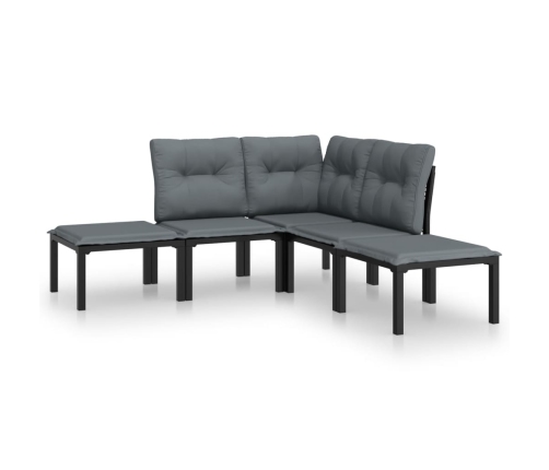 Juego de muebles de jardín 5 pzas ratán sintético negro y gris