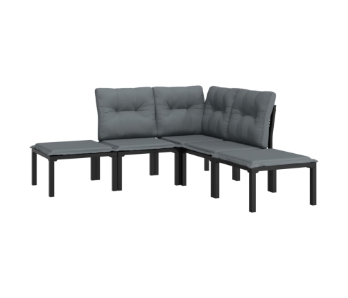 Juego de muebles de jardín 5 pzas ratán sintético negro y gris