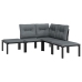 Juego de muebles de jardín 5 pzas ratán sintético negro y gris