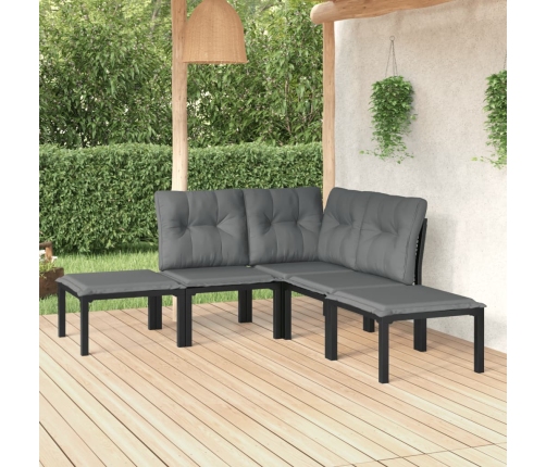 Juego de muebles de jardín 5 pzas ratán sintético negro y gris