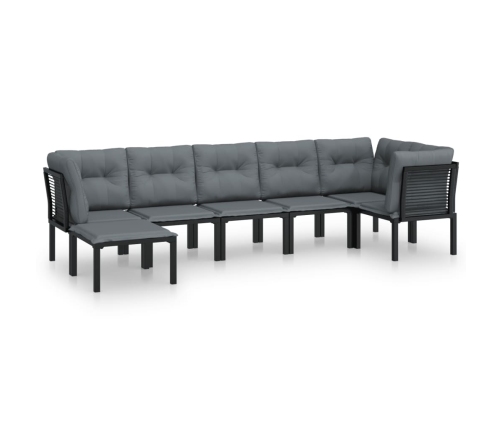 Juego de muebles de jardín 7 pzas ratán sintético negro y gris