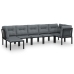 Juego de muebles de jardín 7 pzas ratán sintético negro y gris