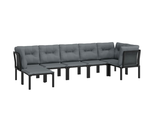 Juego de muebles de jardín 7 pzas ratán sintético negro y gris