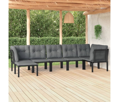 Juego de muebles de jardín 7 pzas ratán sintético negro y gris