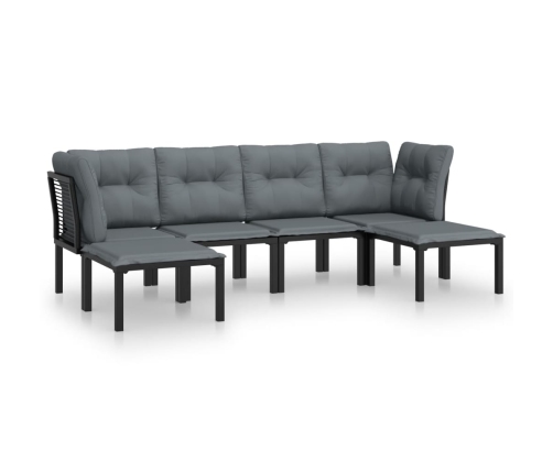 Juego de muebles de jardín 6 pzas ratán sintético negro y gris