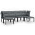 Juego de muebles de jardín 6 pzas ratán sintético negro y gris