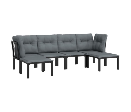 Juego de muebles de jardín 6 pzas ratán sintético negro y gris