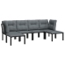 Juego de muebles de jardín 6 pzas ratán sintético negro y gris