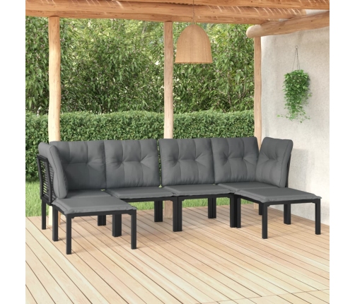 Juego de muebles de jardín 6 pzas ratán sintético negro y gris
