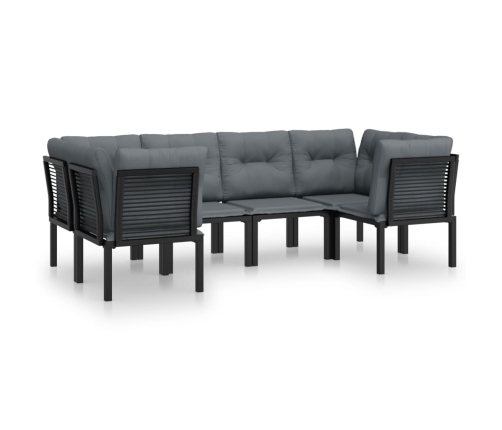 Juego de muebles de jardín 6 pzas ratán sintético negro y gris