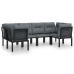Juego de muebles de jardín 6 pzas ratán sintético negro y gris