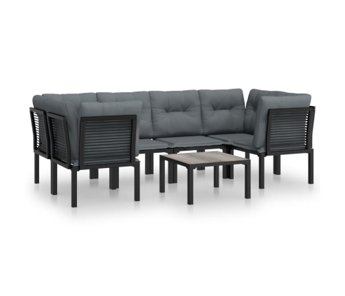 Juego de muebles de jardín 7 pzas ratán sintético negro y gris
