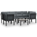 Juego de muebles de jardín 7 pzas ratán sintético negro y gris