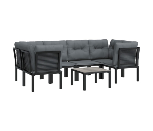 Juego de muebles de jardín 7 pzas ratán sintético negro y gris