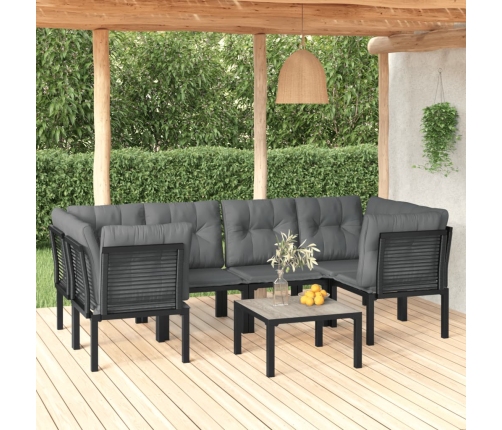 Juego de muebles de jardín 7 pzas ratán sintético negro y gris