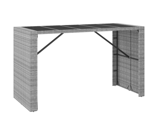 Mesa y taburetes altos jardín 9 pzas y cojines ratán PE gris