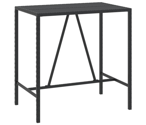 Mesa bar y taburetes jardín 7 pzas madera acacia ratán PE negro