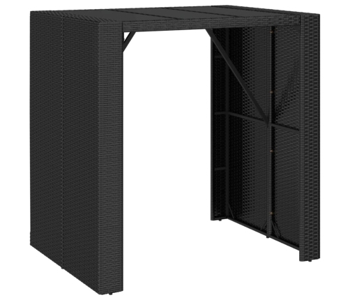 Mesa bar y taburetes jardín 5 pzas madera acacia ratán PE negro