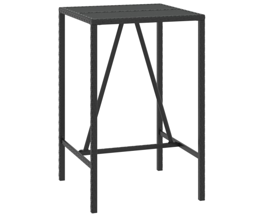 Mesa bar y taburetes jardín 3 pzas madera acacia ratán PE negro